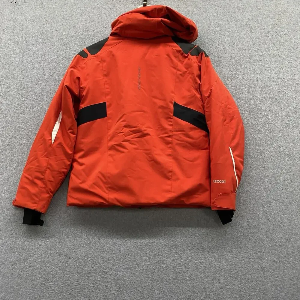 Obermeyer Ski Jacket Boys M 10-12 Red Black RECCO Snowboard Winter Hooded Bright